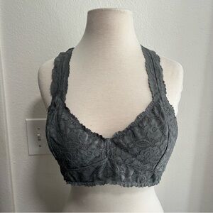 Free People Intimates Galloon Lace Racerback Bra Graphite Gray Womens Size Large